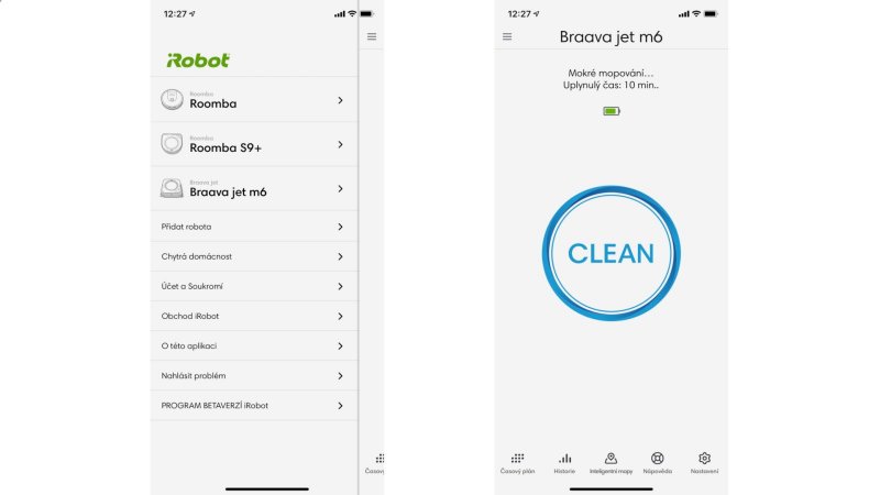 iRobot mobilná aplikácia