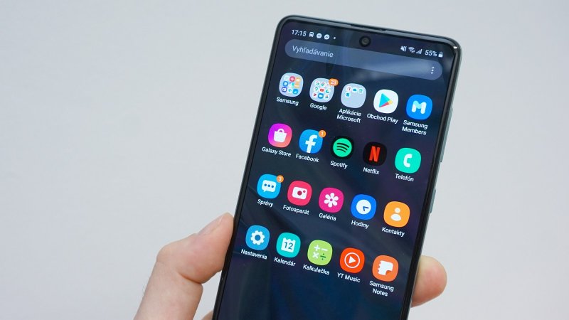 Samsung Galaxy A71 - hlavná ponuka + vyhľadávanie