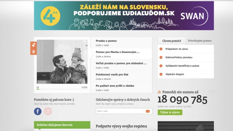 Portál ĽudiaĽuďom.sk pomáha ľuďom v núdzi nielen na Vianoce