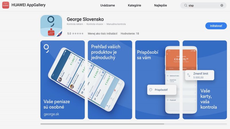 V Huawei AppGallery pribudla aplikácia George od SLSP