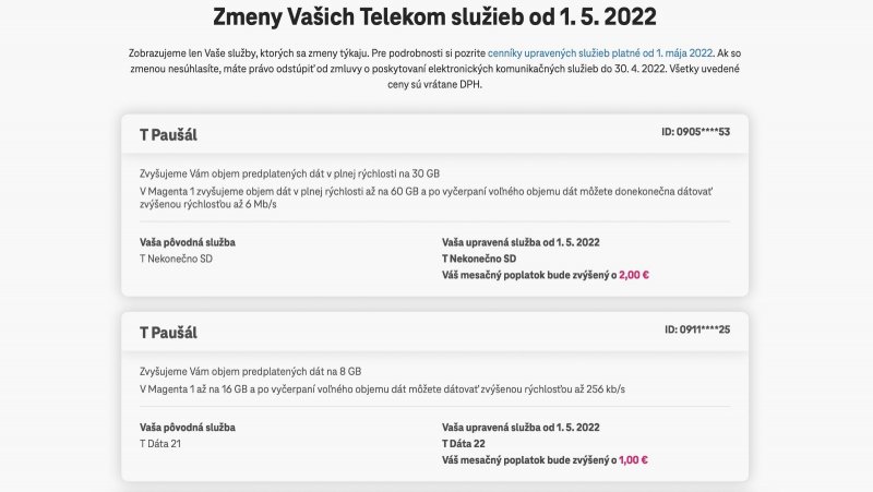 Na webe Telekomu si môžete overiť nové ceny služieb