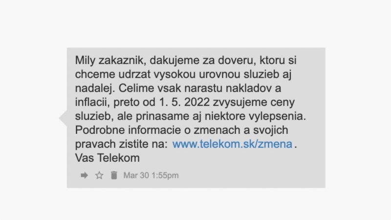 Telekom mení od 1. mája 2022 ceny
