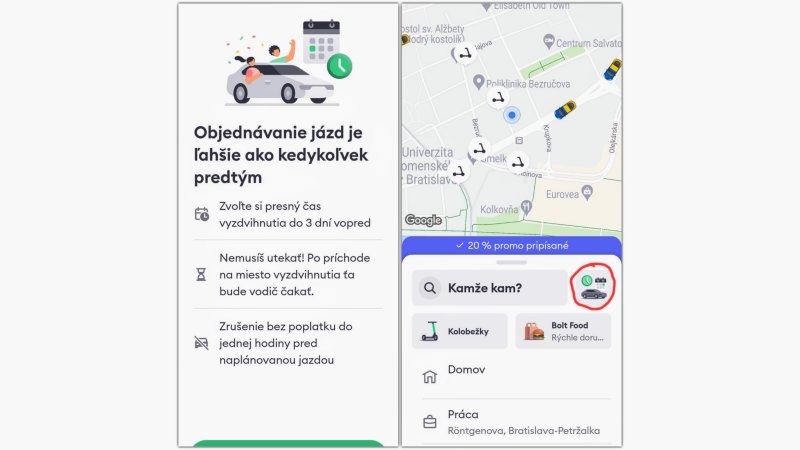 S Boltom si objednáte taxík aj na tri dni vopred